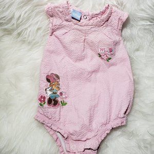 Disney Baby Girls Pink Minnie Embroidered Onesie